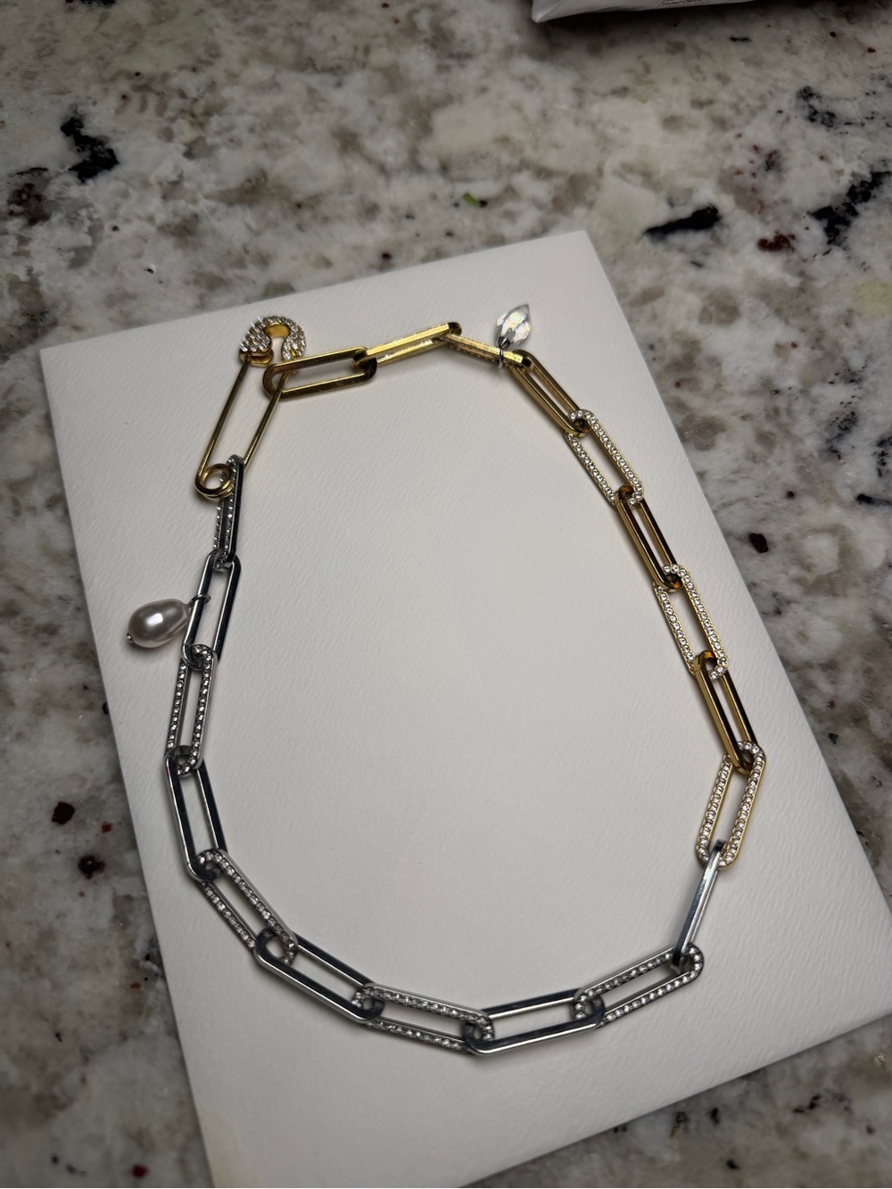 Swarovski So Cool Crystal Pearl Safety Pin Choker Necklace 5522875